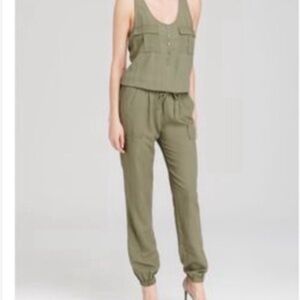 Joie 100% Linen Blend Khaki Sleeveless Jumpsuit